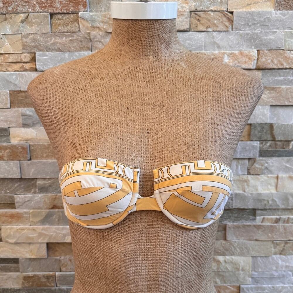Emilio Pucci Geometric Print Bandeau Bikini Swim Bathing Suit Top Size 38 US 6